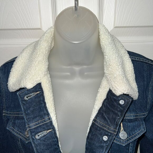 Levis Womens Sherpa Trucker Jacket Denim Blue Size S - Picture 11 of 12